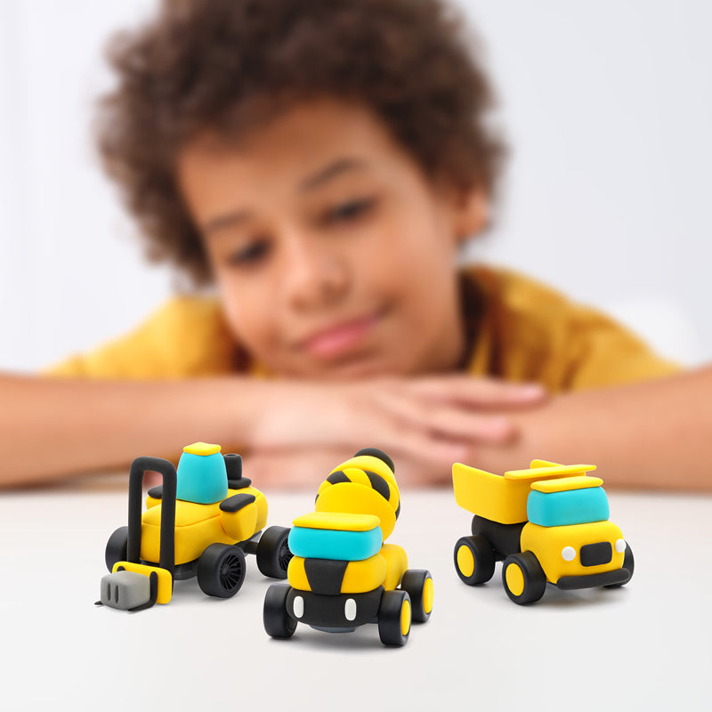 Hey Clay Construction Vehicles Large 12 Can Set at The Baby City Store