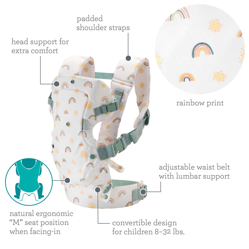 Infantino Flip Advanced 4-in-1 Convertible Baby Carrier Rainbow Print l For Sale at Baby City