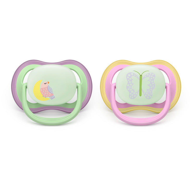 Philips Avent Pacifier Ultra Air Nighttime Girl 6-18 months 2Pk l To Buy at Baby City