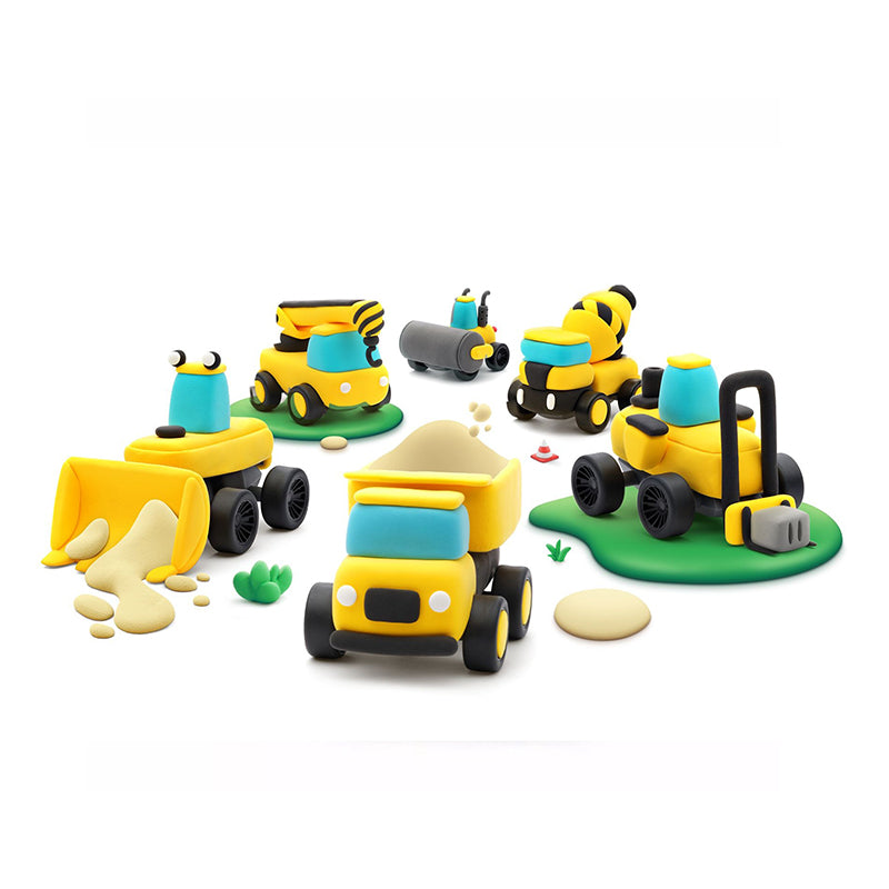 Hey Clay Construction Vehicles Large 12 Can Set at Baby City