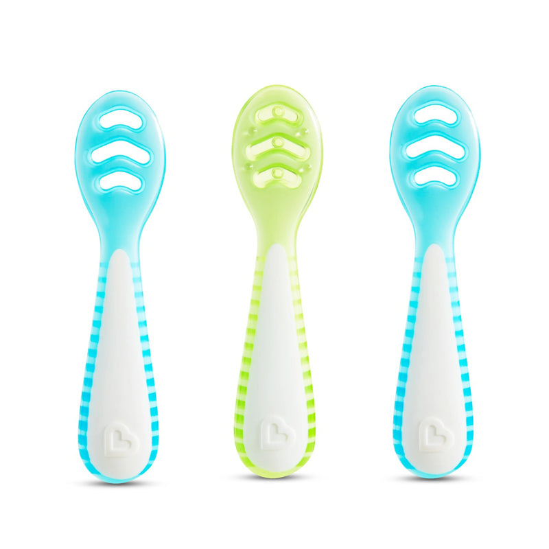 Munchkin Gentle Dip Multistage First Spoons Blue Green 3Pk at Baby City