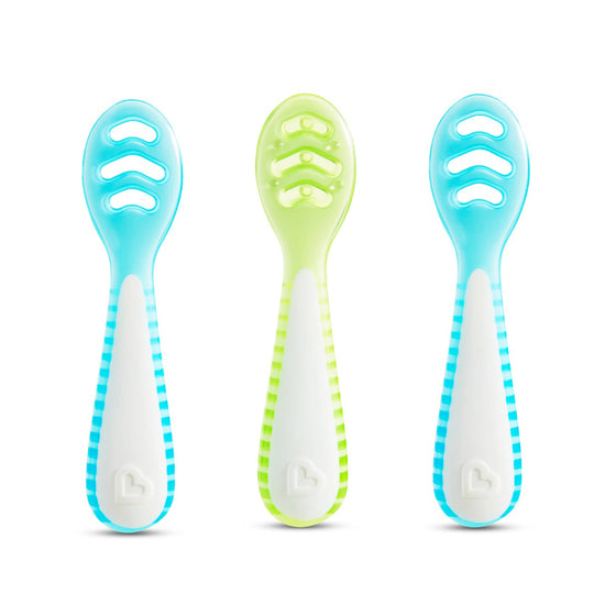 Munchkin Gentle Dip Multistage First Spoons Blue Green 3Pk at Baby City