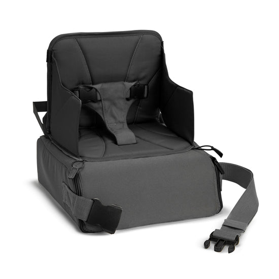 Brica by Munchkin Travel Booster Seat With Underseat Storage And Strap To Convert Into Handy Portable Carry Bag For Dining On-The-Go, Wipe Clean, For Children Up To 15 kg/33.1 lbs, Blue/Grey Brica by Munchkin Travel Booster Seat With Underseat Storage And Strap To Convert Into Handy Portable Carry Bag For Dining On-The-Go, Wipe Clean, For Children Up To 15 kg/33.1 lbs, Blue/Grey