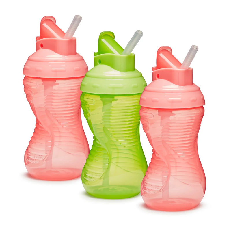 Munchkin Mighty Grip Straw Cup Pink & Green 10Oz 3pk at Baby City