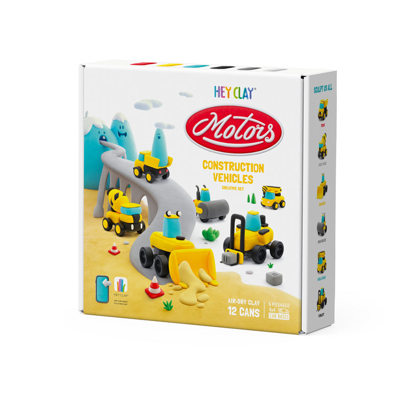 Baby City Retailer of Hey Clay Construction Vehicles Large 12 Can Set