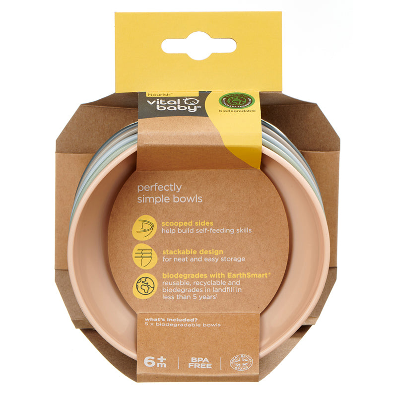 Baby City Retailer of Vital Baby Nourish Perfectly Simple Bowls 5Pk