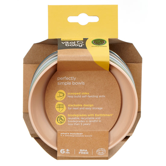 Baby City Retailer of Vital Baby Nourish Perfectly Simple Bowls 5Pk