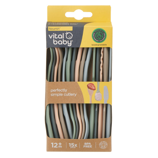 Baby City Retailer of Vital Baby Nourish Perfectly Simple Cutlery 15Pk