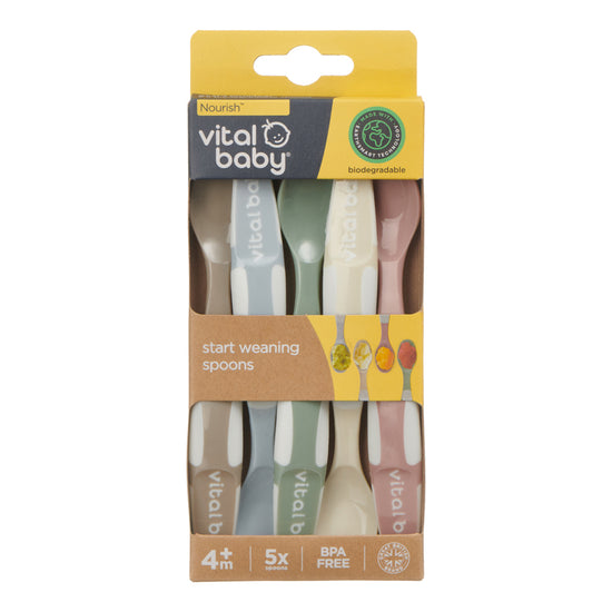 Baby City Retailer of Vital Baby Nourish Start Weaning Spoons 5Pk