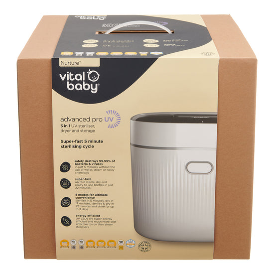 Baby City Retailer of Vital Baby Nurture Advanced Pro UV Steriliser & Dryer Arctic White