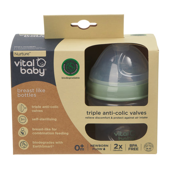Baby City Retailer of Vital Baby Nurture Breast Like Bottle 150ml 2Pk