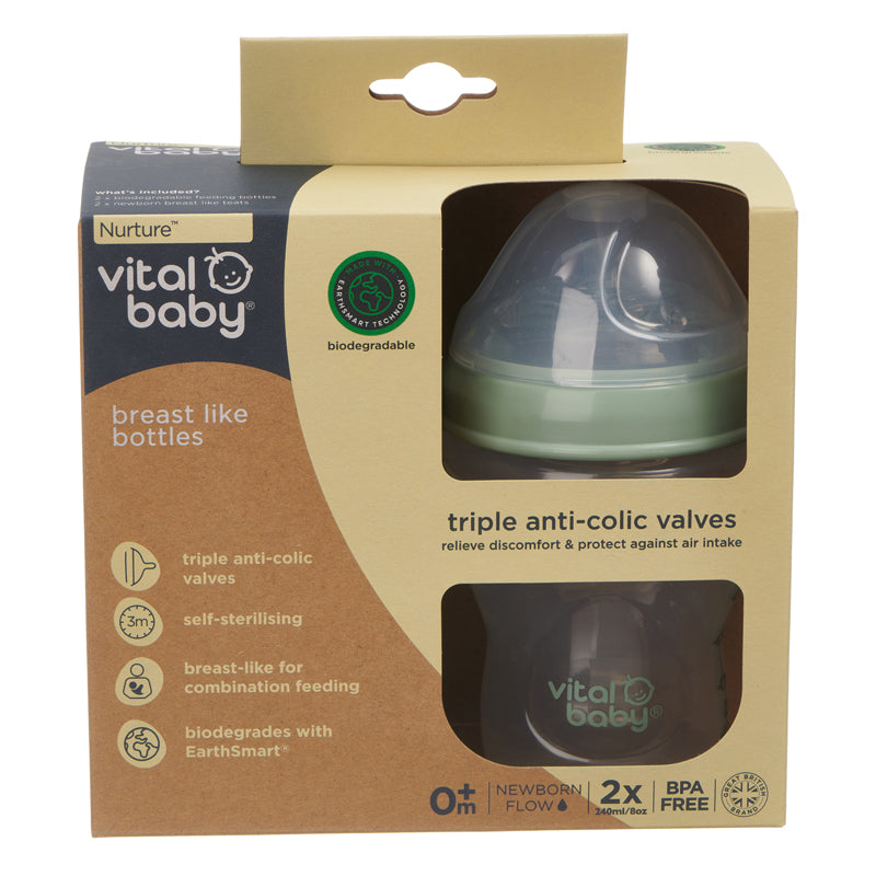 Baby City Retailer of Vital Baby Nurture Breast Like Bottle 240ml 2Pk