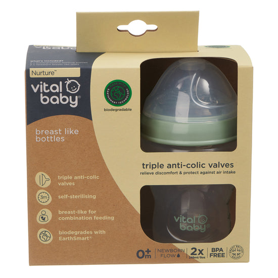 Baby City Retailer of Vital Baby Nurture Breast Like Bottle 240ml 2Pk