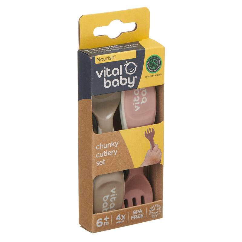 Baby City Stockist of Vital Baby Nourish Chunky Cutlery 4Pk