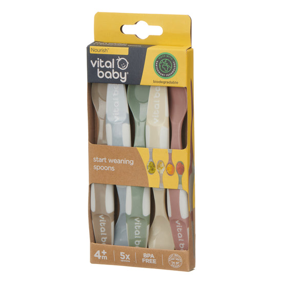 Shop Baby City's Vital Baby Nourish Start Weaning Spoons 5Pk