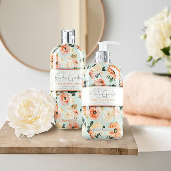 Load image into Gallery viewer, Baylis &amp;amp; Harding Royale Garden Peach Peony &amp;amp; Jasmine Body Wash 500ml l Baby City UK Retailer

