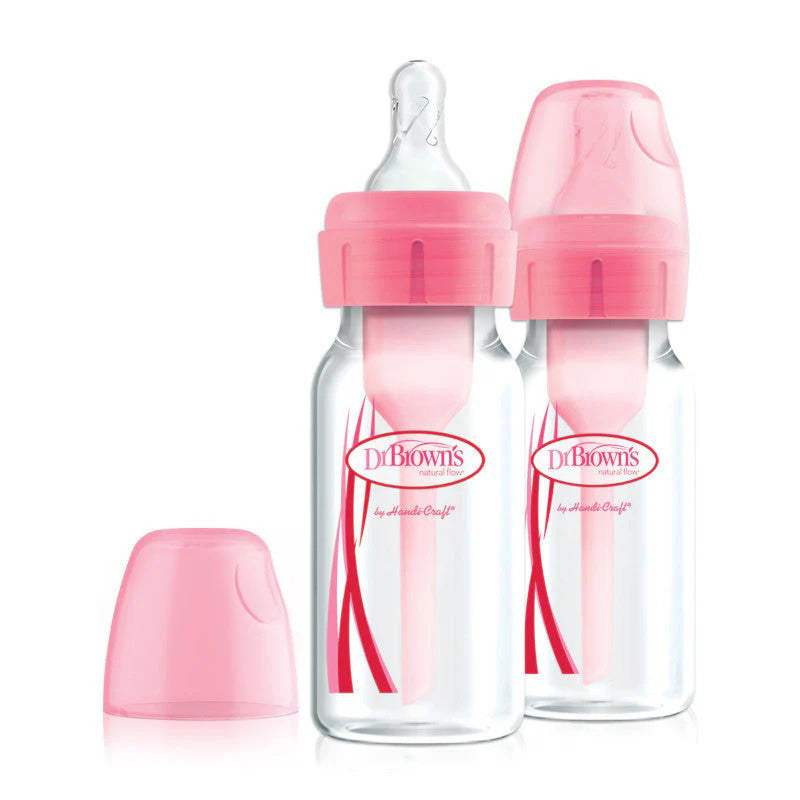 Dr Brown's Options+ Narrow Neck Bottle Pink 120ml 2Pk l To Buy at Baby City