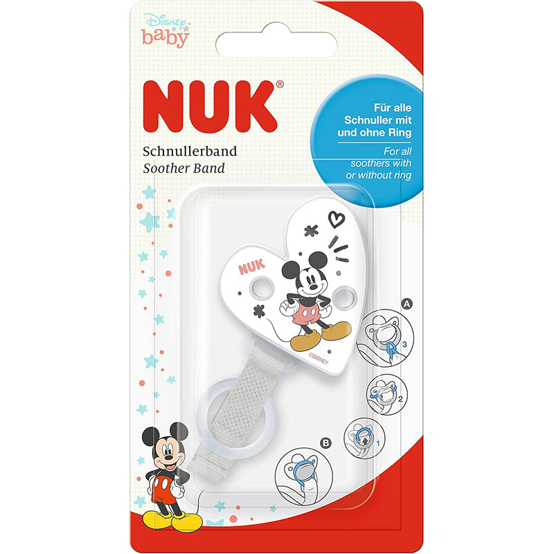 NUK Mickey Mouse Soother Band & Clip l Baby City UK Retailer