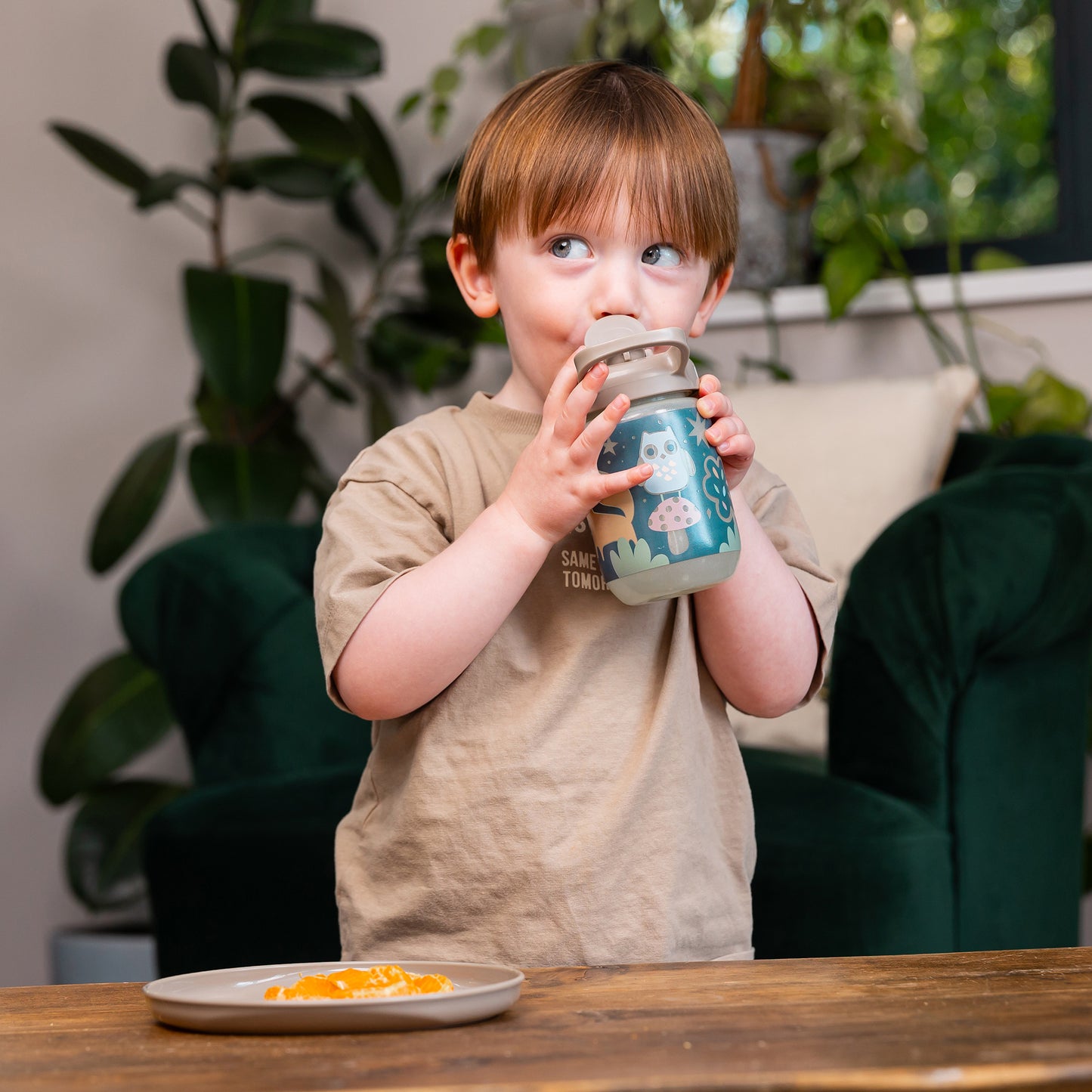 Vital Baby Hydrate Sippy Straw Glow in the Dark Woodland Glow 350ml at The Baby City Store