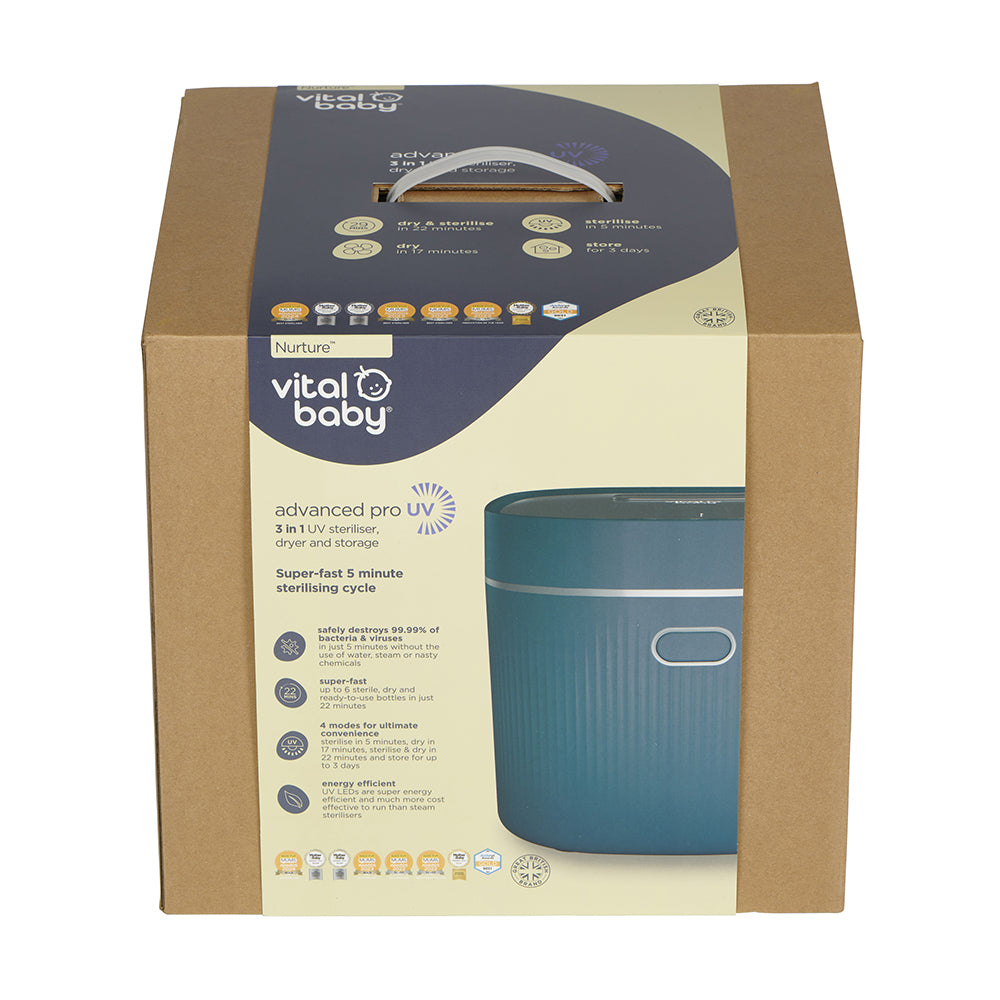 Shop Baby City's Vital Baby Nurture Advanced Pro UV Steriliser & Dryer Smoky Blue