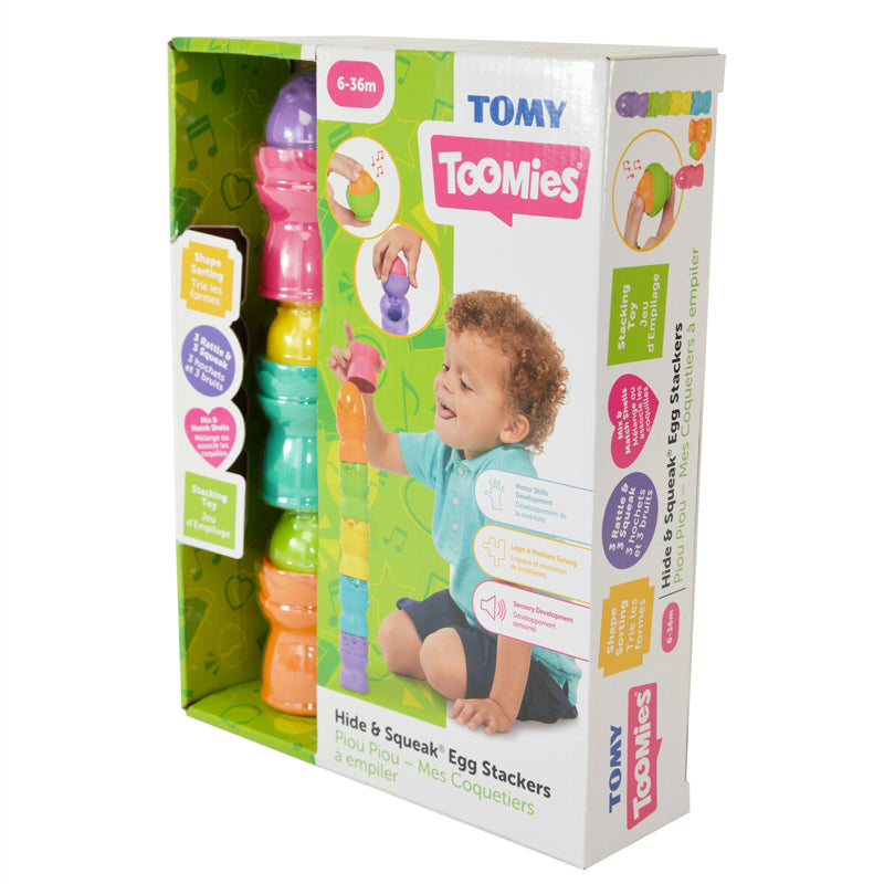 Baby City Stockist of Tomy Hide & Squeak Egg Stackers