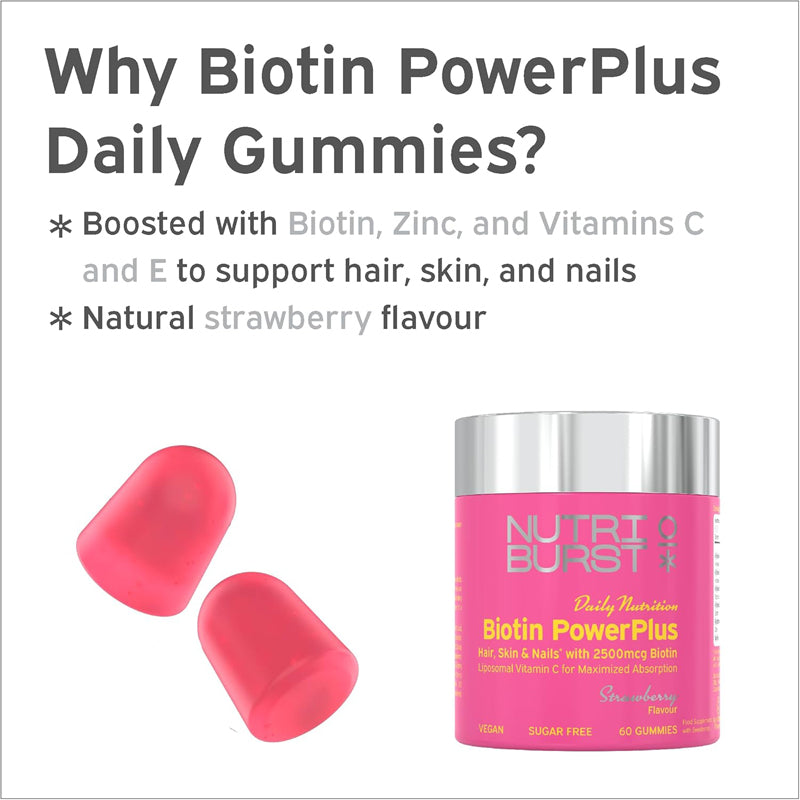 Nutriburst Biotin Powerplus 60s l Available at Baby City