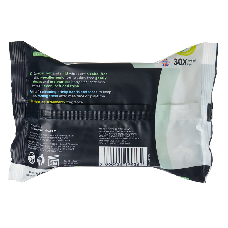 Vital Baby Hygiene Super Soft Hand & Face Wipes - Fresh Fruity Fragrance 30Pk at Baby City's Shop