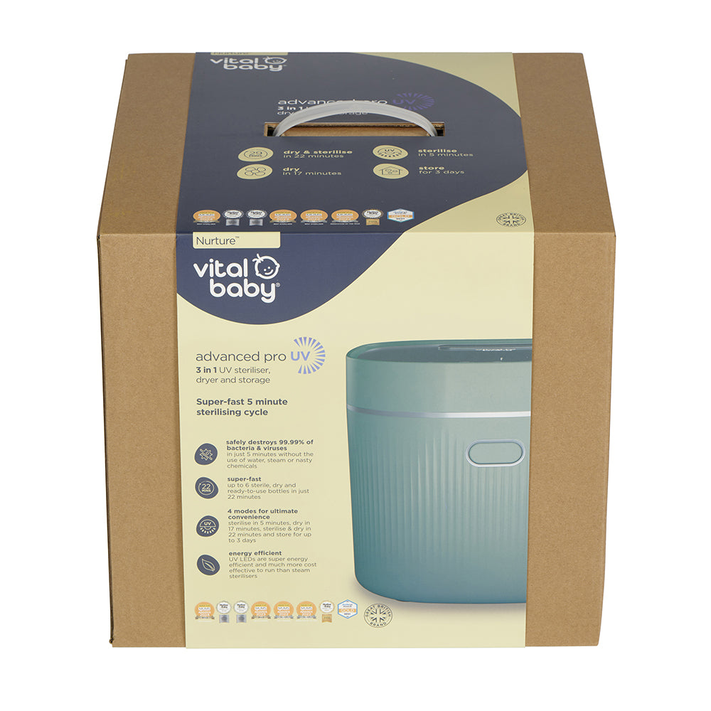Baby City's Vital Baby Nurture Advanced Pro UV Steriliser & Dryer Olive Green