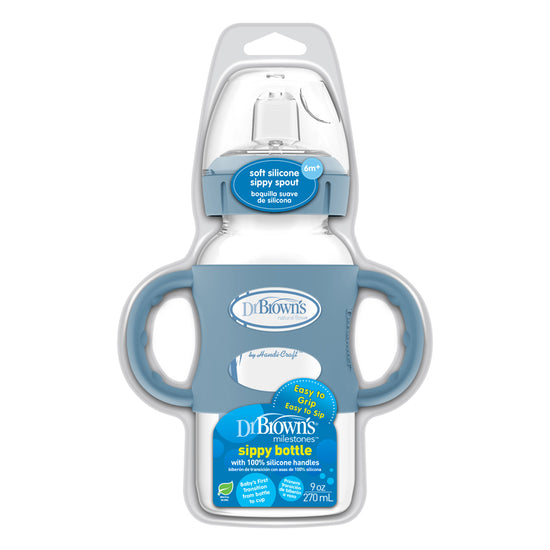 Dr Brown's Milestones™ Sippy Spout Bottle with Silicone Handles Blue 270ml