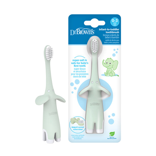 Dr Brown's Infant-to-Toddler Toothbrush Mint Elephant l Baby City UK Stockist