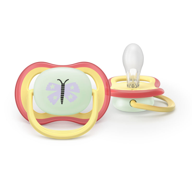 Philips Avent Pacifier Ultra Air Nighttime Girl 0-6 months 2Pk l Baby City UK Stockist
