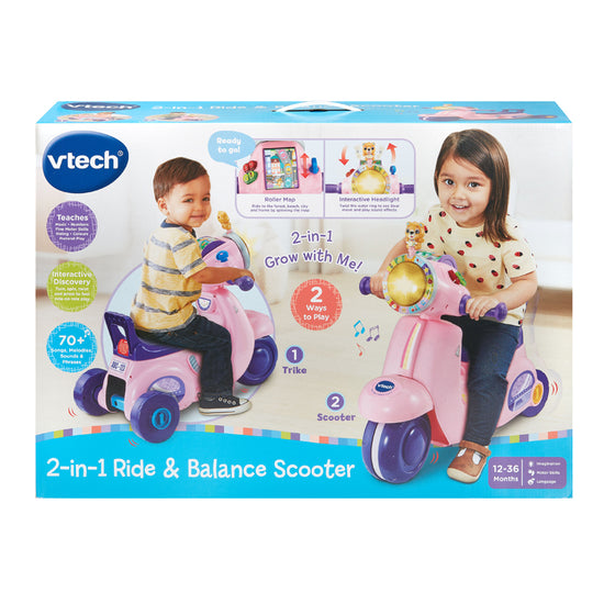 VTech 2-in-1 Ride & Balance Scooter pink l Baby City UK Stockist