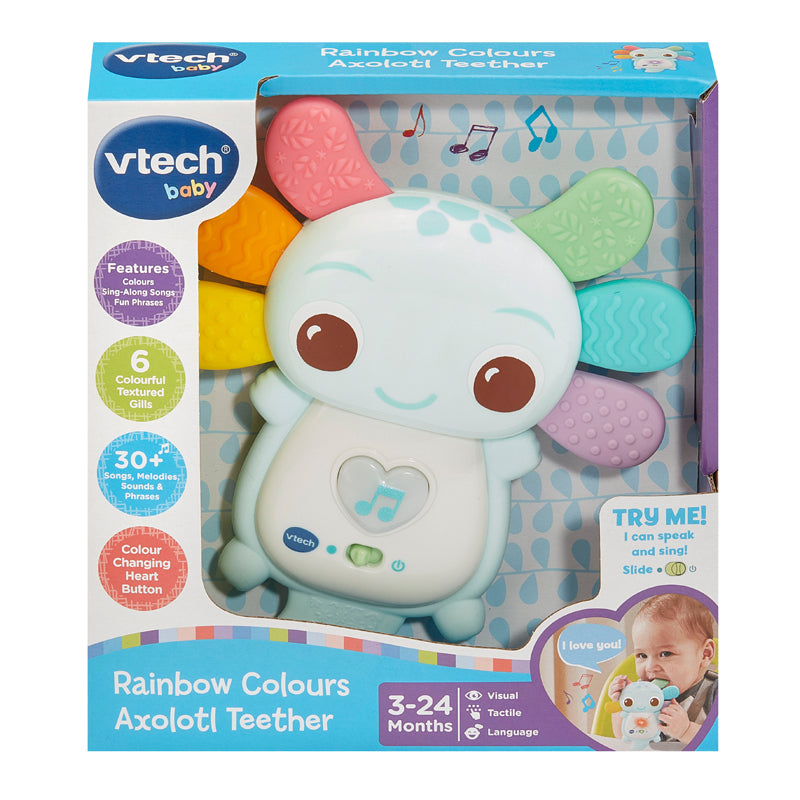 VTech Rainbow Colours Musical Axolotl Teether Blue l Baby City UK Stockist