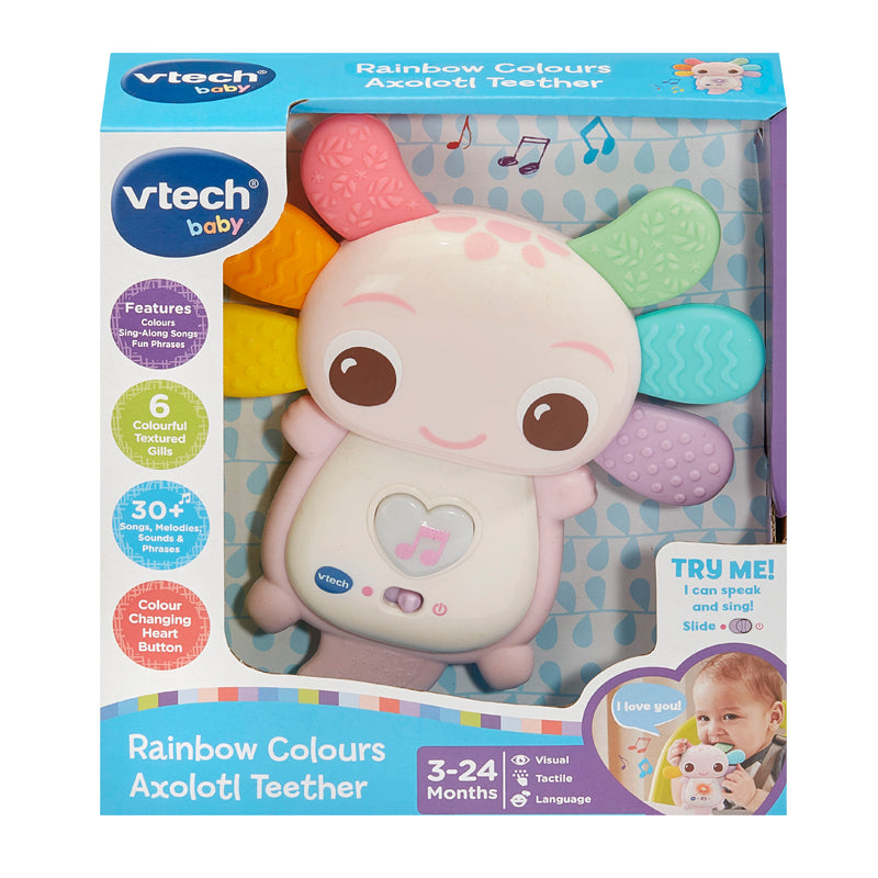 VTech Rainbow Colours Musical Axolotl Teether Pink l Baby City UK Stockist
