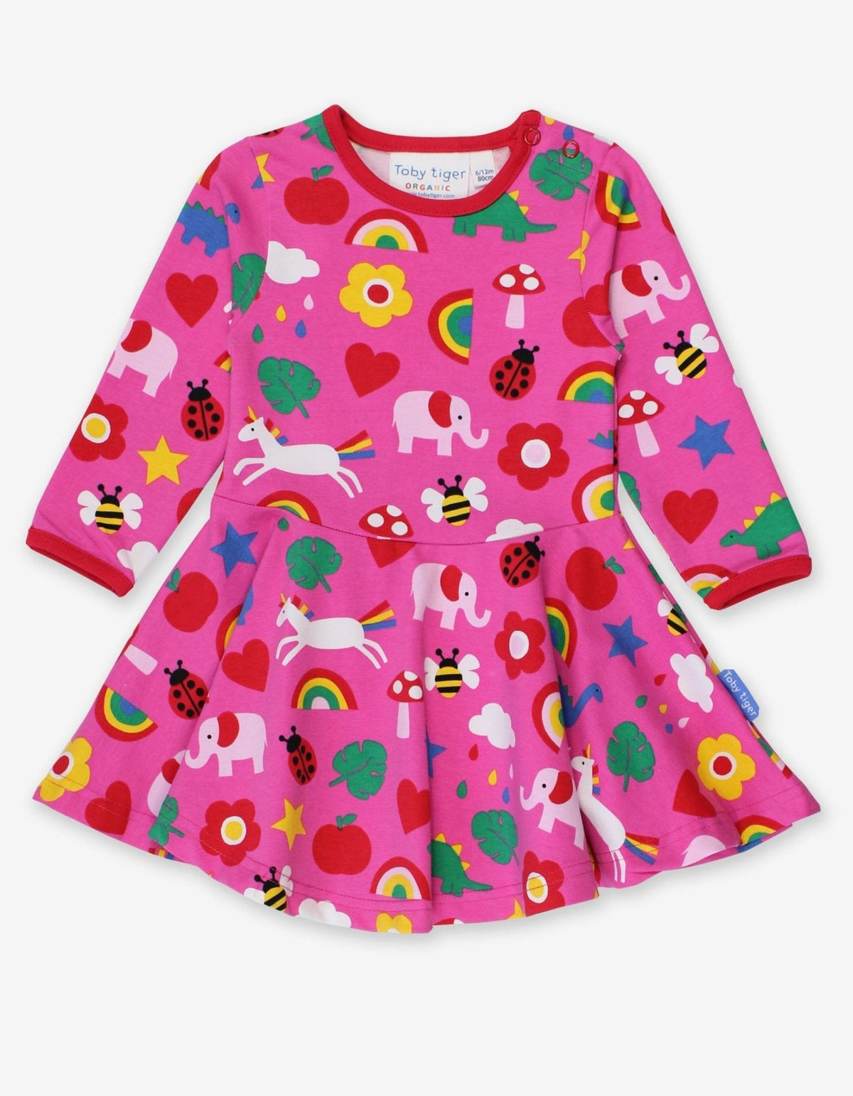 Toby Tiger Organic Magical Mix-Up Print Skater Dress - 6-12m 80cm