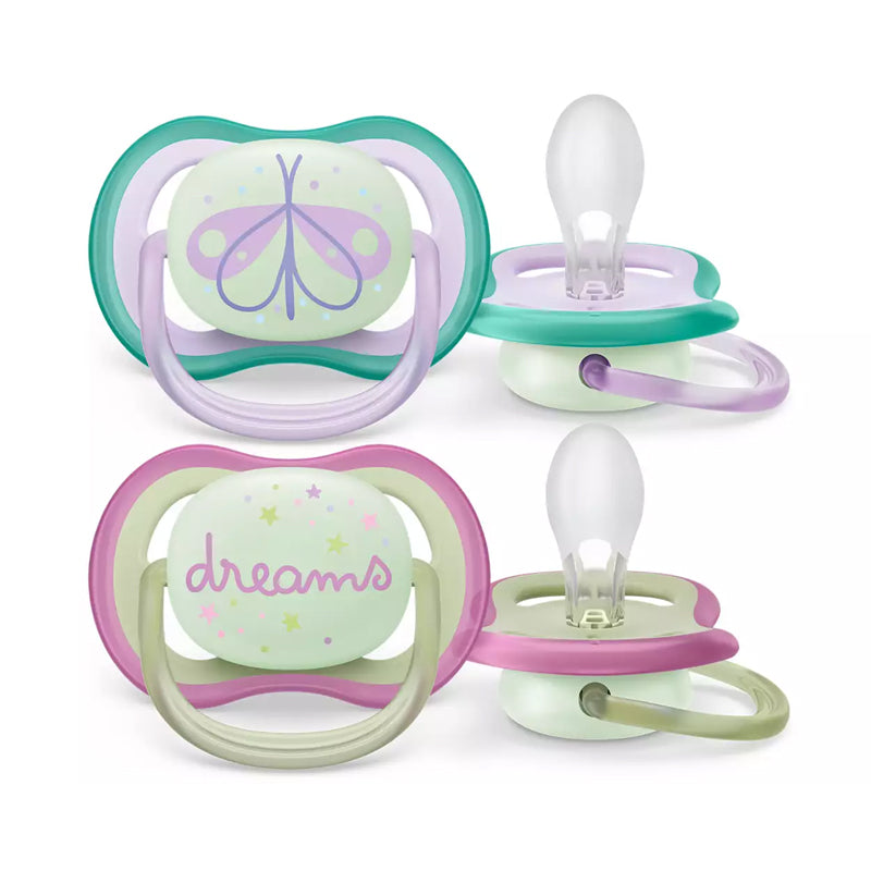 Philips Avent Air Night Soother Girl 0-6m 2Pk