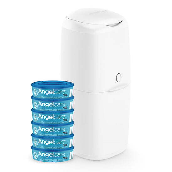 Load image into Gallery viewer, Angelcare Nappy Disposal System &amp;amp; Cassettes 6Pk at Baby City
