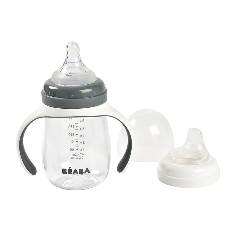 Béaba 2 In1 Learning Bottle Mineral Grey 210ml at Baby City