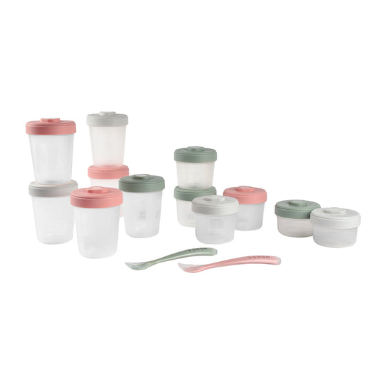 Béaba Baby Food Storage Clip Containers & Spoons Set Eucalyptus at Baby City