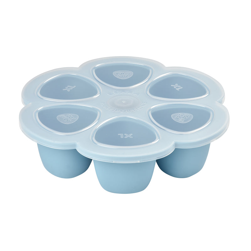 Béaba Silicone 6 Weaning Portions Storage Tray 150ml Blue at Baby City