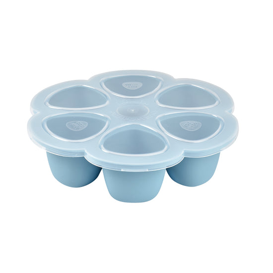 Béaba Silicone 6 Weaning Portions Storage Tray 90ml Blue at Baby City