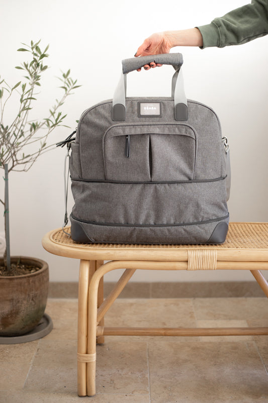 Béaba Amsterdam II Expandable Travel Changing Bag Heather Grey l Available at Baby City