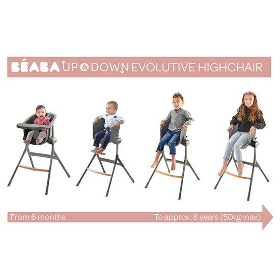 Béaba Up & Down Evolutive Highchair White/Grey at Baby City's Shop