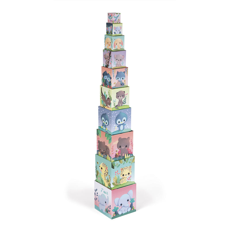 Load image into Gallery viewer, Janod Square Stacking Pyramid Ultra Cute Animals l To Buy at Baby City
