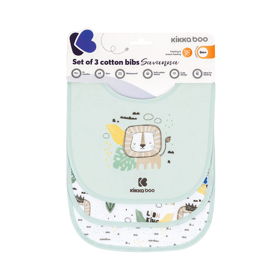 Kikka Boo Cotton Bibs Savanna Mint 3Pk at Baby City's Shop