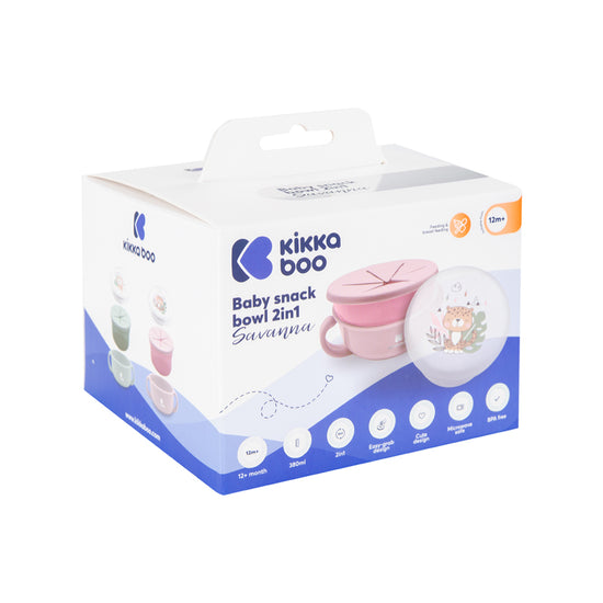 Kikka Boo Snack Bowl 2 In 1 Savanna Pink l Available at Baby City