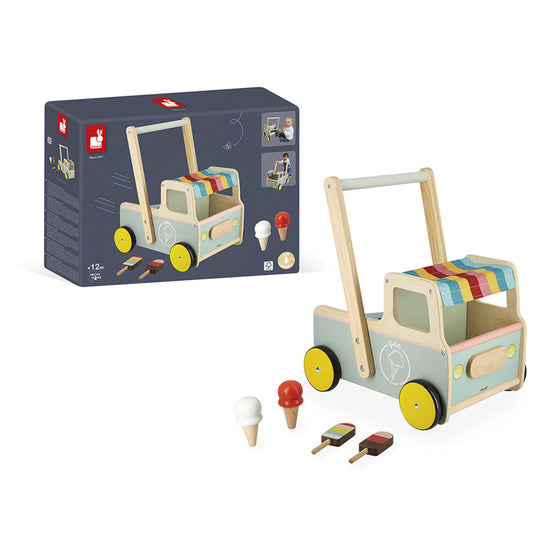 Load image into Gallery viewer, Janod Ice Cream Cart Push-Along Trolley l For Sale at Baby City
