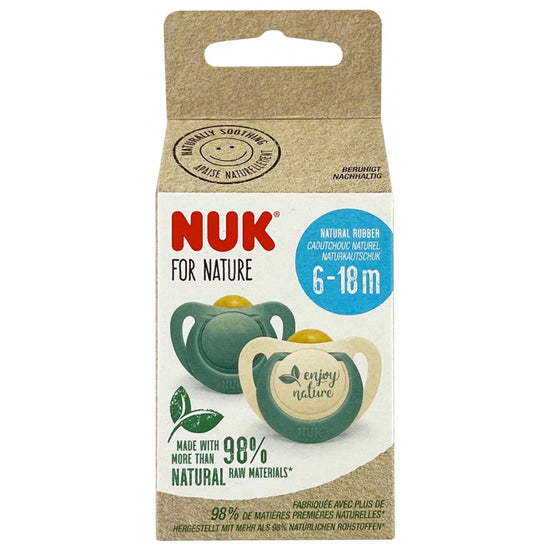 NUK For Nature Latex Soother 6-18m Aqua 2Pk l For Sale at Baby City