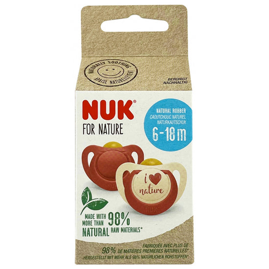 NUK For Nature Latex Soother 6-18m Rose 2Pk l For Sale at Baby City