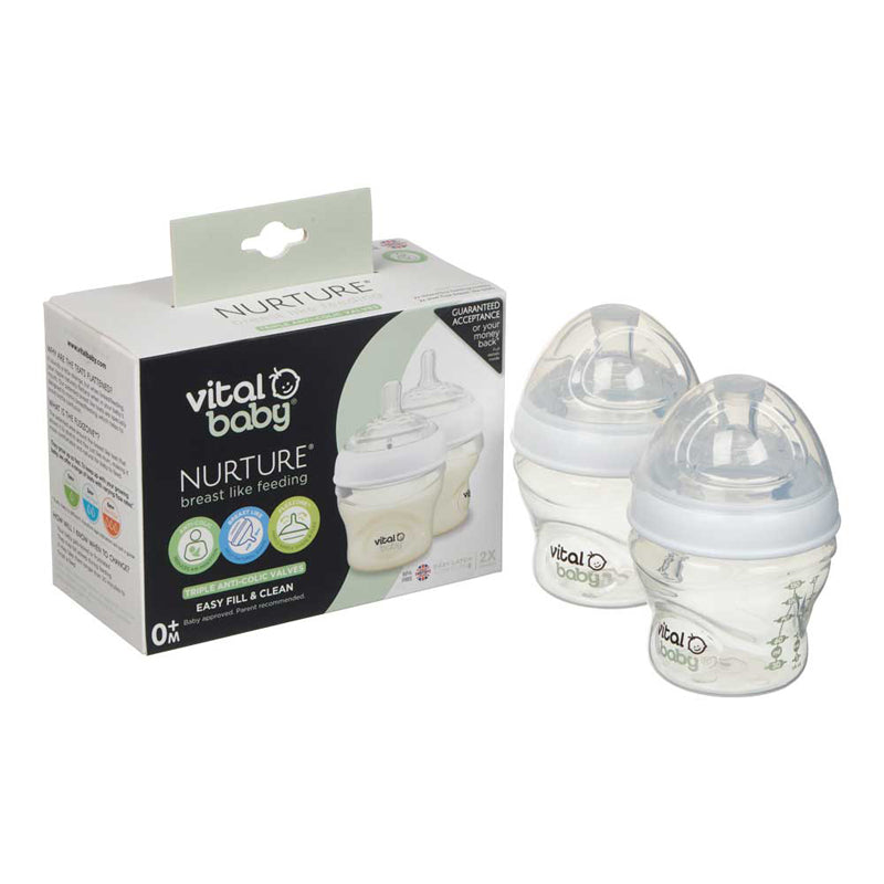 Vital Baby NURTURE Breast Like Feeding Bottle 150ml 2Pk l For Sale at Baby City